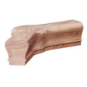 The Holmes 135-Degree Quarter Turn w/Cap Fitting (7021-135) for 6010 Handrails features a natural finish with a curved, ergonomic shape and smooth texture. It seamlessly connects staircase railing sections and is compatible with U9600 Rail Bolt Kits for secure installation.