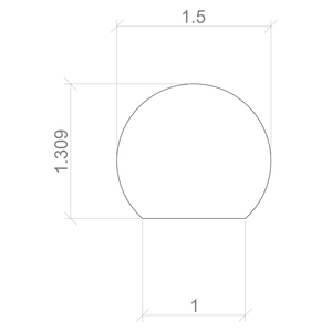 Round 1 1/2" Handrail with Flat Bottom (1500FB)