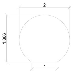 Round 2" Handrail with Flat Bottom (2000FB)