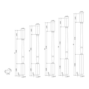 Bunker Hill 1-3/4" 2005F Structural Rise Fluted (1-2 Weeks) Square Top Baluster (2005F)