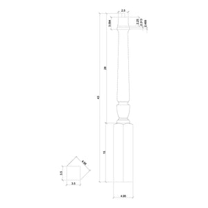 Bunker Hill 3-1/2" 3010/3011 Pin Top Turned Newel (43" and 48" in Plain, Fluted, or Twisted)