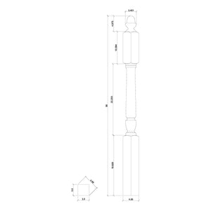 Bunker Hill 3-1/2" 3030/3042 Turned Newel w/ Acorn Top (3030, 3030F, 3030T, 3042, 3042F, 3042T)