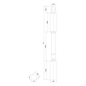 Bunker Hill 3-1/2" 3046 Long Block Turned Newel w/ Acorn Top (3046, 3046F, 3046T)
