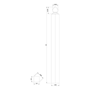 Contemporary 3-1/2" 4004 Tear Drop Turned Newel (4004, 4005, 4006)