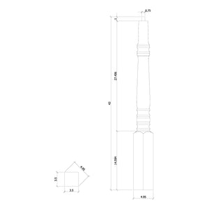 Hampton 3-1/2" 4270 Pin Top Turned Newel