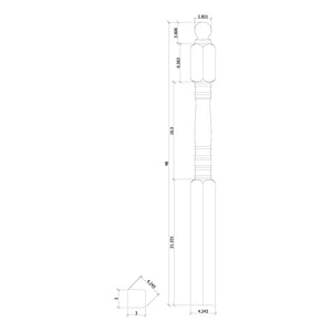 Hampton 3" 4300 Turned Newel w/Ball Top (4300, 4304, 4308)