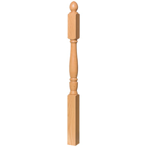 Georgia 3-1/2" x 56" 4545 10" Long Block Turned Newel w/Plain Pineapple Top (4545, 4545F, 4545T)