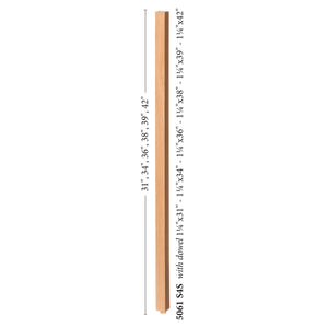 Contemporary 1-1/4" Plain Square Top Baluster w/Dowel (5061)