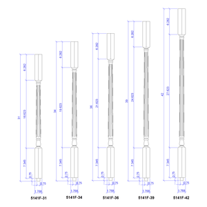 Colonial 1-1/4" 5141 Structural Rise Square Top Baluster