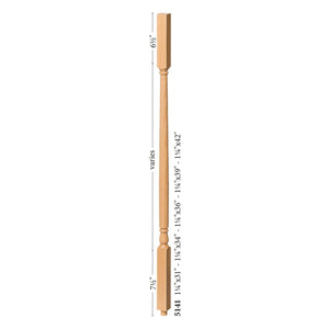 Colonial 1-1/4" 5141 Structural Rise Square Top Baluster