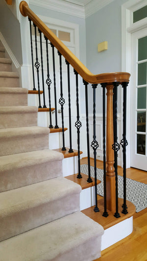 Twist Series 1/2" Square x 44"H Single Basket, Double Twist Hollow Iron Baluster (9003)