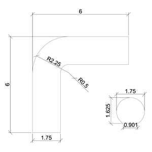 90-Degree Level Quarter Turn Fitting for Flat Bottom or Full Round 1-3/4" Round Handrails (7023-6040, 7023-1750)