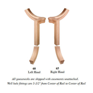 Left Hand Gooseneck Up Easing w/Cap Fitting for 6210 Handrail (7260)
