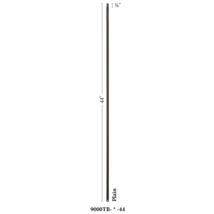 Straight Series 1/2" Square x 44"H Hollow Iron Baluster (9000)