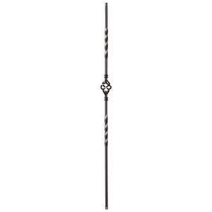 Twist Series 1/2" Square x 44"H Single Basket, Double Twist Hollow Iron Baluster (9003)