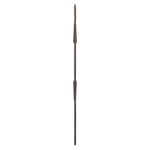 Hammered Edge Series 9/16" Square x 44"H Double Feather with Hammered Edge Hollow Iron Baluster (9022HE)