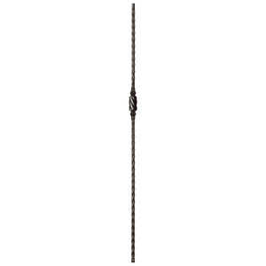 Hammered Face Series 9/16" Square x 44-3/32"H Single Knob with Hammered Face - Hollow Iron Baluster (9045HF)