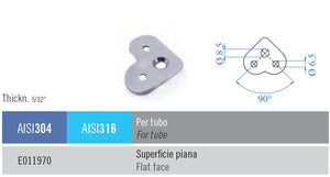 90 Degree Mounting Plate for Stainless Steel Handrail Supports (E011971, E011970)