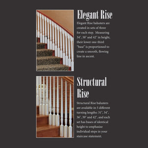 Bunker Hill 1-3/4" 1234F Elegant Rise FLUTED Pin Top Baluster (1234F, 1238F, 1242F)