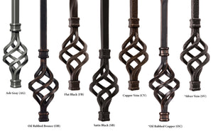Twist Series 1/2" Square x 44"H Single Basket, Double Twist Hollow Iron Baluster (9003)