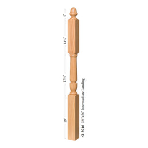 Bunker Hill 3-1/2" 3046 Long Block Turned Newel w/ Acorn Top (3046, 3046F, 3046T)