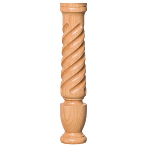 Bunker Hill 3-1/2" 3010/3011 Pin Top Turned Newel (43" and 48" in Plain, Fluted, or Twisted)
