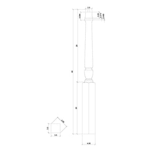 Bunker Hill 3 - 1/2" 3010/3011 Pin Top Turned Newel (43" and 48" in Plain, Fluted, or Twisted) - Stair Parts USA