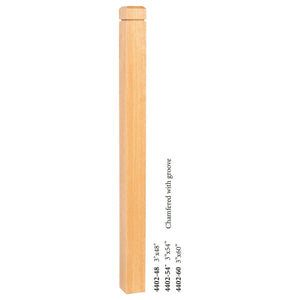 Farmhouse Series, 3" Newel, Chamfered Top with Groove (4402 - 48, 4402 - 54, 4402 - 60) - Stair Parts USA