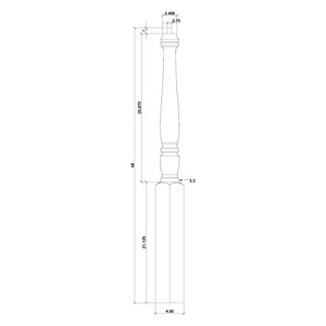 Georgia 3 - 1/2" x 48" 4511 Pin Top Turned Newel (4511, 4511F, 4511T) - Stair Parts USA