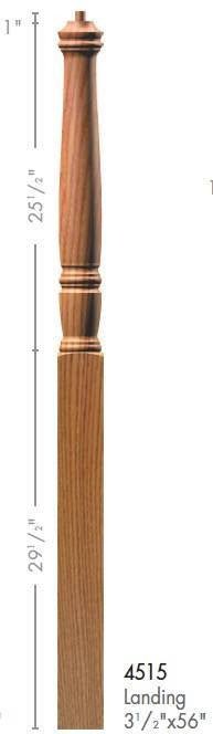 Georgia 3 - 1/2" x 56" 4515 Pin Top Turned Newel (4515, 4515F, 4515T) - Stair Parts USA