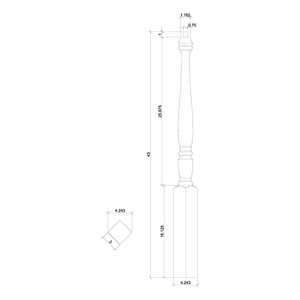 Georgia 3" x 43" 4710 Pin Top Turned Newel (4710, 4710F, 4710T) - Stair Parts USA