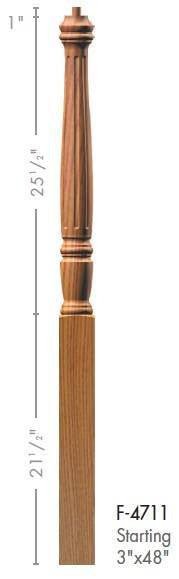 Georgia 3" x 48" 4711 Pin Top Turned Newel (4711, 4711F, 4711T) - Stair Parts USA