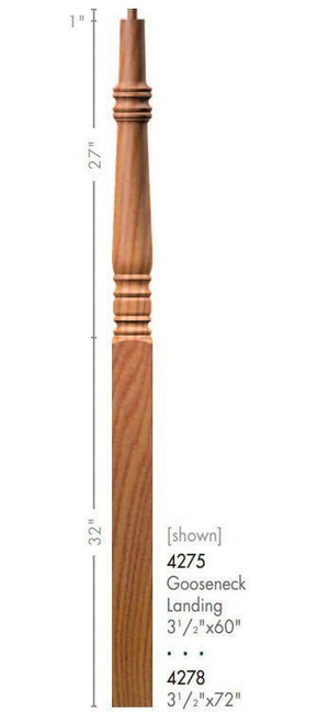 Hampton 3 - 1/2" 4275 Pin Top Turned Newel (4275, 4278) - Stair Parts USA