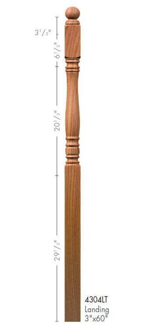Hampton 3" 4300LT Short Block Turned Newel (4300LT, 4304LT) - Stair Parts USA