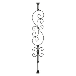 "Ole Iron Slides" - 1/2" Square x 29-1/2"-38"H Standard Scroll Adjustable Hollow Iron Baluster (ISSCR)