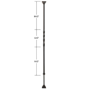 KNEE WALL SERIES - "Ole Iron Slides" - 1/2" Square x 26-1/2"-32"H Single Twist Adjustable Hollow Iron Baluster (KW-ISTW)