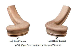 Left Hand 4 - 7/8" Turnout Fitting for 6210 Handrail (7240) - Stair Parts USA