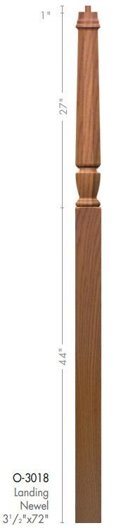 Bunker Hill 3-1/2" 3015 Pin Top Turned Newel (3015, 3015F, 3015T, 3018, 3018F, 3018T)