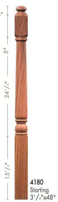 Colonial 3-1/4" 4180 Turned Newel (4180, 4182, 4183, 4188)