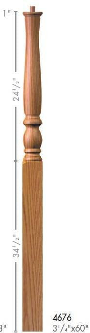 Country 3-1/4" 4670 Pin Top Turned Newel (4670, 4676)