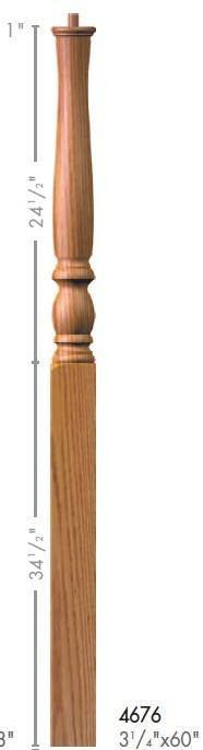 Country 3-1/4" 4670 Pin Top Turned Newel (4670, 4676)