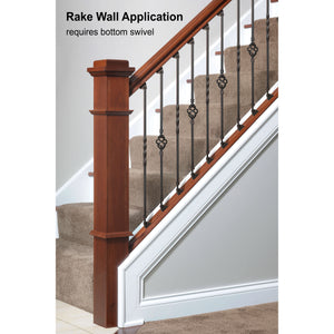 "Ole Iron Slides" 1/2" Square x 29-1/2"-38"H Single Basket Adjustable Hollow Iron Baluster (ISBAS)