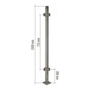Stainless Steel 1 - 9/16" Square 90 - Degree Corner Glass Clamp Newel Post (EQ64004P90) - Stair Parts USA