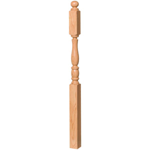 Utah 3" x 60" 5745 Long Block Turned Newel w/Ball Top (Plain, Fluted, or Reeded) - Stair Parts USA