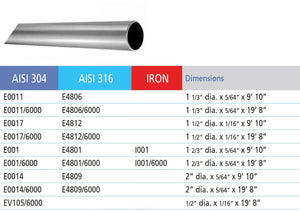1 - 2/3" Tubular Stainless Steel Handrail (E001, E4801) - Stair Parts USA