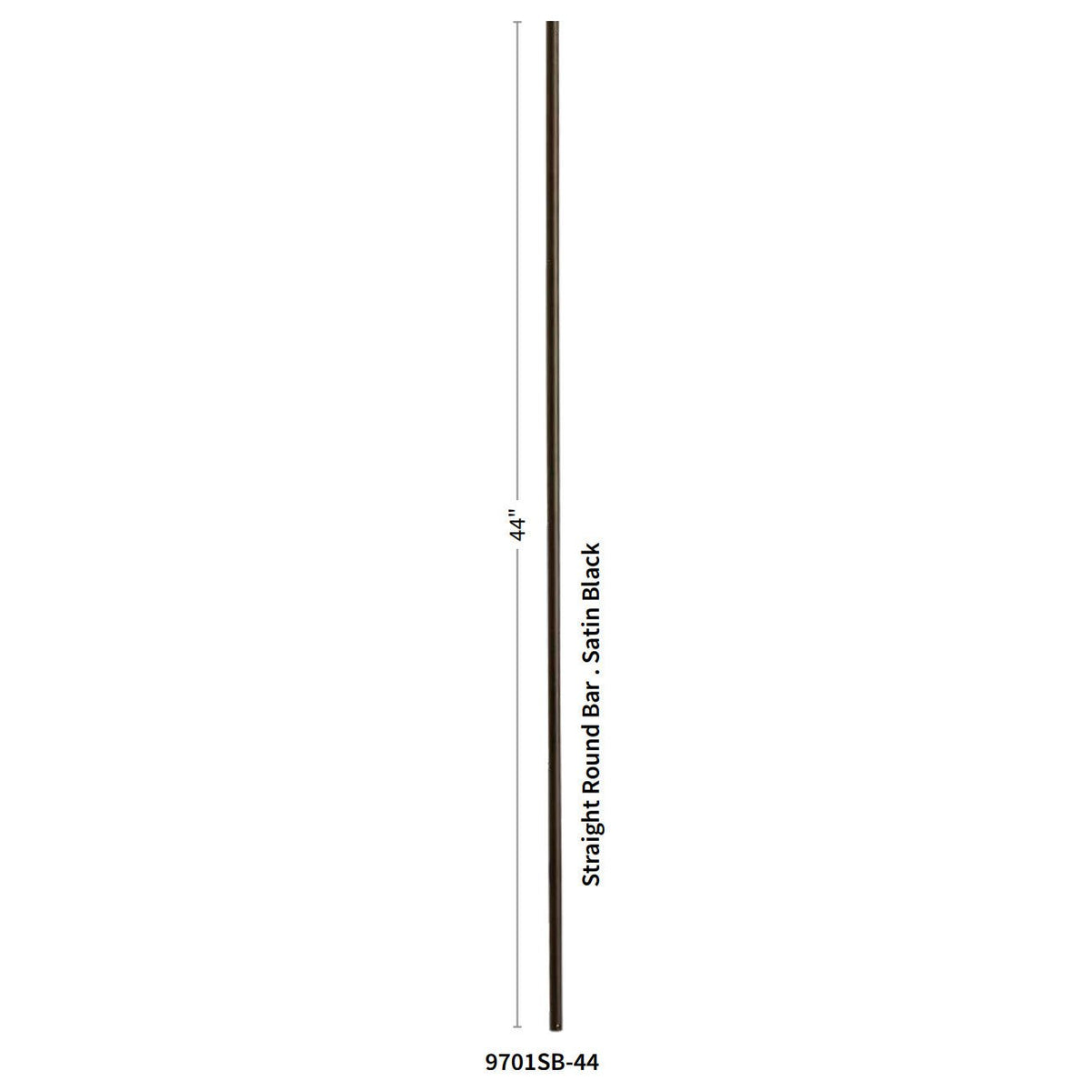 5/8" Round Series: 5/8" dia. x 44"H Hollow Iron Baluster (9701 - SB - 44) - Stair Parts USA