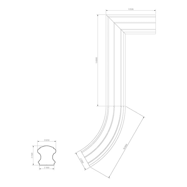 額装品/Railings（クリストファー ジョイス） Straight Gooseneck w/No Cap Fitting for 6710 Handrail (7799-2)