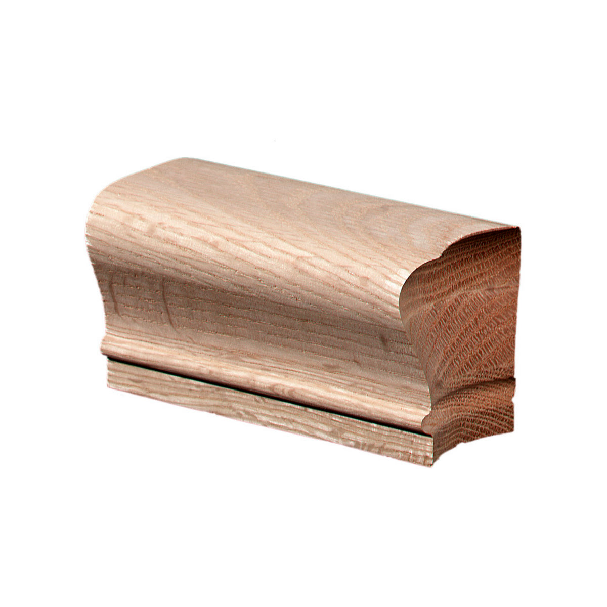 The Holmes 7208 Coped End Fitting is designed for the 6210 handrail, featuring a decorative, curved profile that&#39;s perfect for handrail installations, displayed against a white background.