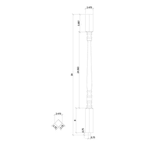 Hampton 1 - 3/4" 5105 Structural Rise Square Top Baluster - Stair Parts USA