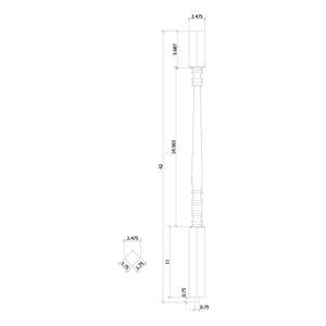 Hampton 1 - 3/4" 5105 Structural Rise Square Top Baluster - Stair Parts USA